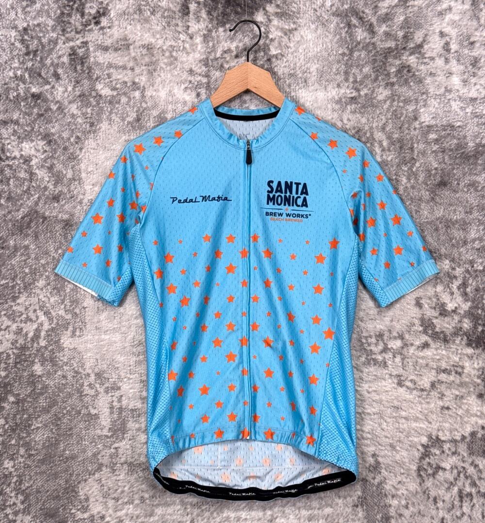 Pedal Mafia Cycling Jersey Medium Mens Santa Monica Blue Stars